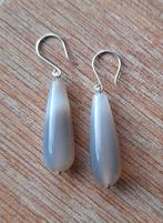 Handgemaakte oorbellen echt zilver en grijze agaat, Sieraden, Tassen en Uiterlijk, Oorbellen, Hangers, Verzenden, Nieuw, Zilver
