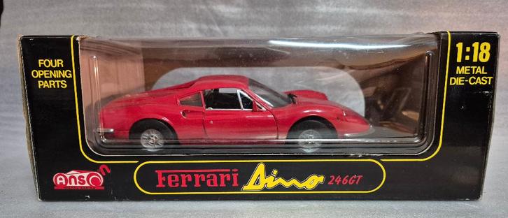 Ferrari Dino 246 GT Modelauto 1:18 in doos nu 19,95, Hobby en Vrije tijd, Modelauto's | 1:18, Zo goed als nieuw, Auto, Anson, Ophalen of Verzenden