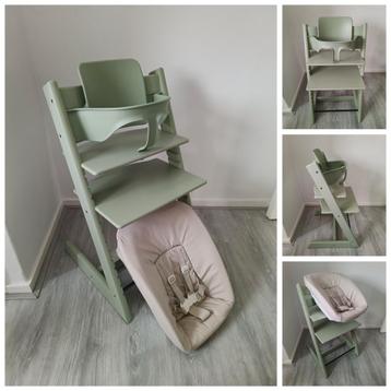 ZGAN! Stokke Tripp Trapp moss green + babyset en newbornset  beschikbaar voor biedingen