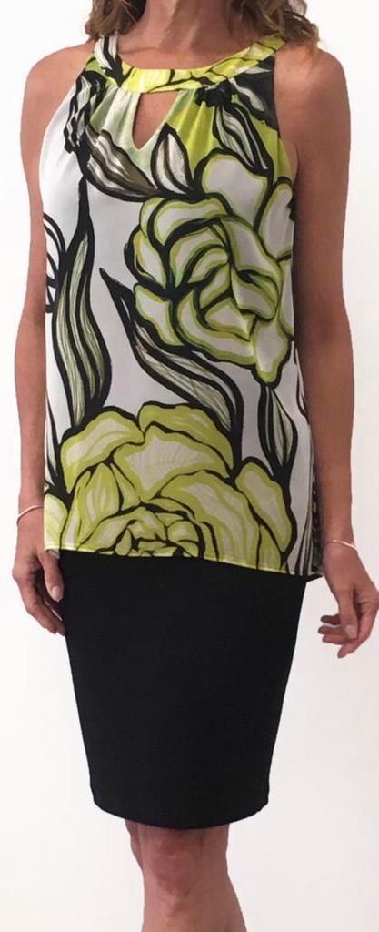 Frank Lyman vrouwelijke jurk zwart lime dessin maat 40, Kleding | Dames, Jurken, Zo goed als nieuw, Maat 38/40 (M), Overige kleuren
