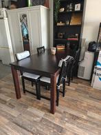 Houten eettafel met stoelen, Ophalen, Gebruikt, 50 tot 100 cm, Vijf personen of meer