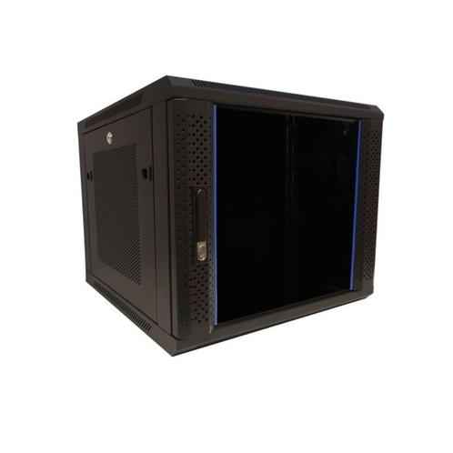 9U patchkast / server kast zwart 600x600x500, Computers en Software, Serverkasten, Zo goed als nieuw, Glas, Geperforeerd, Ophalen