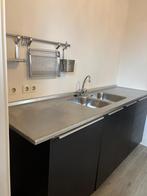 RVS Aanrechtblad met Dubbele Gootsteen, Huis en Inrichting, Keuken | Keukenelementen, Ophalen, Gebruikt, 150 tot 200 cm, Minder dan 100 cm