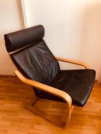 Leren poang stoel, Huis en Inrichting, Fauteuils, Ophalen, Zo goed als nieuw, Hout, 50 tot 75 cm