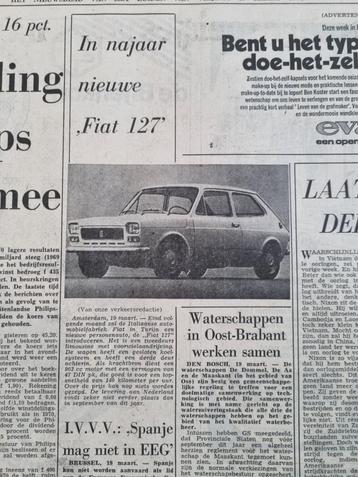 AUTO'S De nieuwe Fiat 127 (krant 1971) beschikbaar voor biedingen