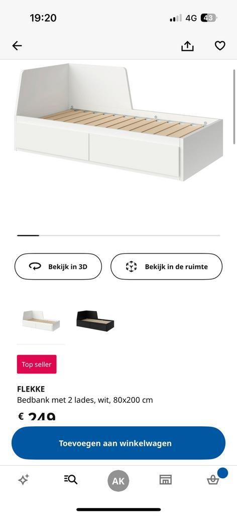 Bedbank Flekke + 2 matrassen + dekbed 140x200 en hoofdkussne, Huis en Inrichting, Slaapkamer | Bedden, Zo goed als nieuw, Tweepersoons