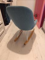 Schommelstoel - Blauw met Houten Onderstel, Huis en Inrichting, Ophalen, Blauw, Zo goed als nieuw, Stof