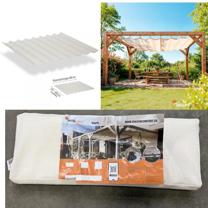 Harmonica schaduwdoek - 370 cm breed x 300 cm uitschuif p.s., Tuin en Terras, Schaduwdoeken, Nieuw, Ophalen of Verzenden