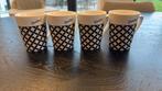 Dutch Rose Zwart/Wit Bekers 4 stuks, Ophalen of Verzenden, Zo goed als nieuw, Overige stijlen, Kop(pen) en/of Schotel(s)