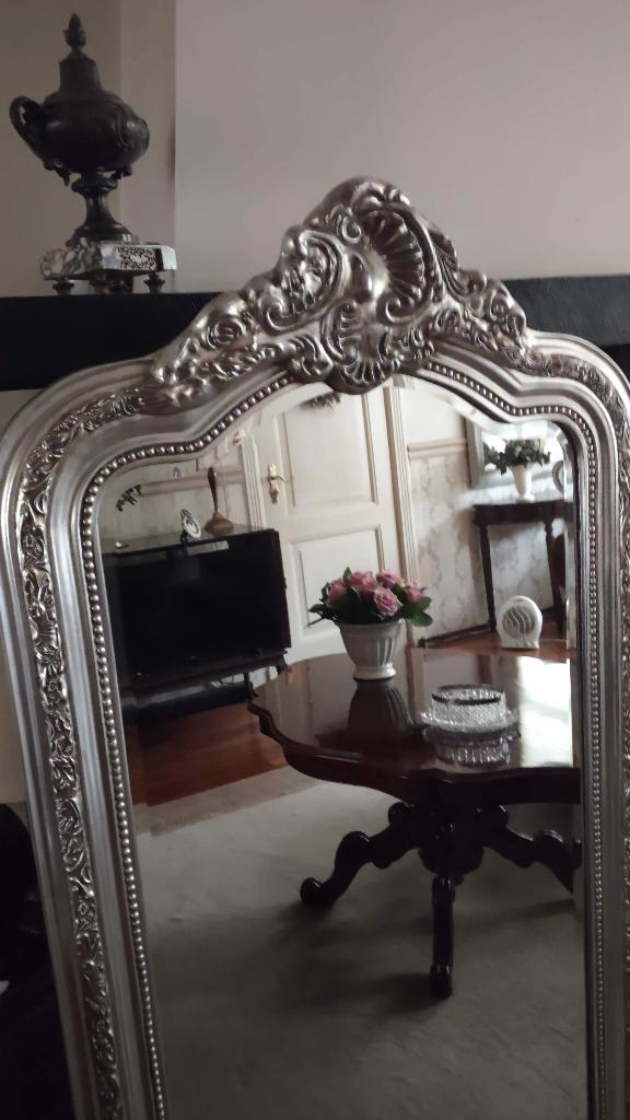 Kwaliteits Zilveren " Chique Kuifspiegel "Facet" Gesl., Huis en Inrichting, Woonaccessoires | Spiegels, Zo goed als nieuw, 75 tot 100 cm