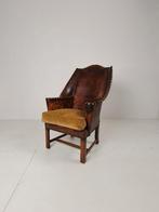 Antieke Lederen Fauteuil, Engeland Circa 1800, Ophalen