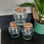 Vintage voorraadpotten glas met kurkdeksel /kurkstop nieuw, Ophalen of Verzenden, Nieuw
