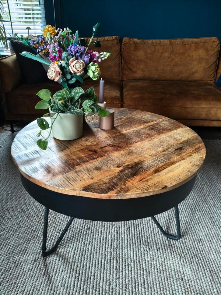 Salontafel tafel salon rond 80 diameter. Hoogte 48 hout., Huis en Inrichting, Tafels | Salontafels, Gebruikt, Minder dan 50 cm