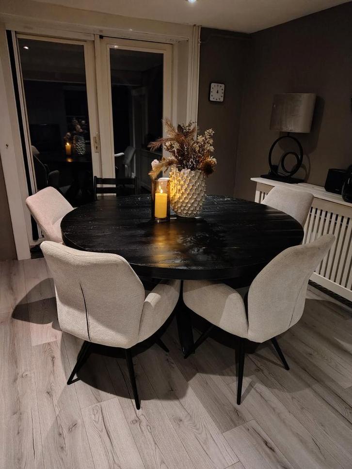 Ronde eettafel, 150cm, 6 personen, Huis en Inrichting, Tafels | Eettafels, Zo goed als nieuw, 100 tot 150 cm, 100 tot 150 cm, Vijf personen of meer