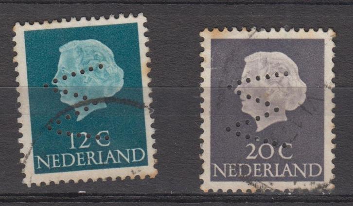 2 zegels met perfin W, Postzegels en Munten, Postzegels | Nederland, Gestempeld, Na 1940, Verzenden