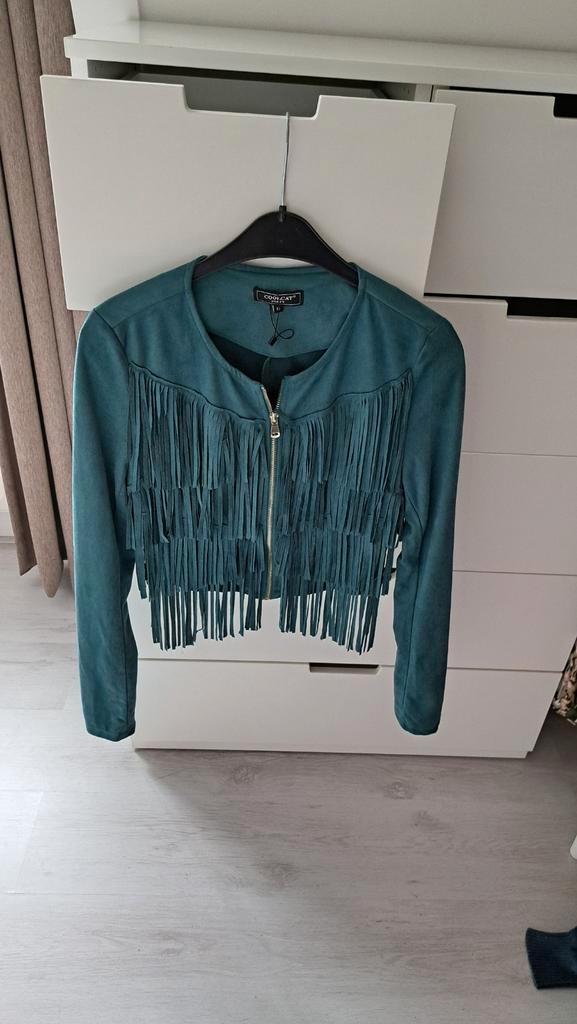 CoolCat Jasje met Franjes - Maat M, Kleding | Dames, Jasjes, Kostuums en Pakken, Nieuw, Jasje, Maat 38/40 (M), Groen, Ophalen of Verzenden