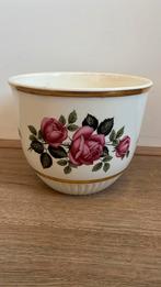 Vintage bloempot met rozen - jaren 50, Ophalen, Rond, Zo goed als nieuw, Minder dan 25 cm