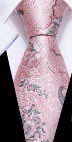 100% zijde Stropdas Oud Roze met Grijs design -NIEUW-, Ophalen of Verzenden, Nieuw, Roze, Met patroon