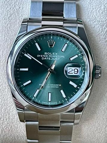 Rolex Date-Just 36 mint groen 126200 nieuw 03/2024 Full set 