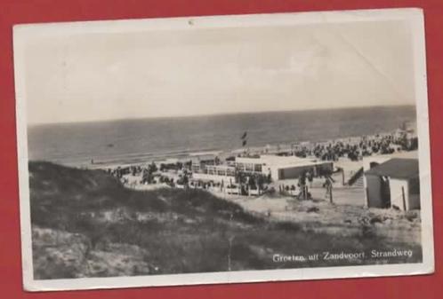 Zandvoort - Strandweg (Paviljoen, badgasten) 1950 (ps.Zandv., Verzamelen, Ansichtkaarten | Nederland, Gelopen, Noord-Holland, 1940 tot 1960