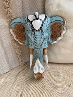 Nieuw houten olifantenkop lichtblauw, Ophalen of Verzenden, Nieuw