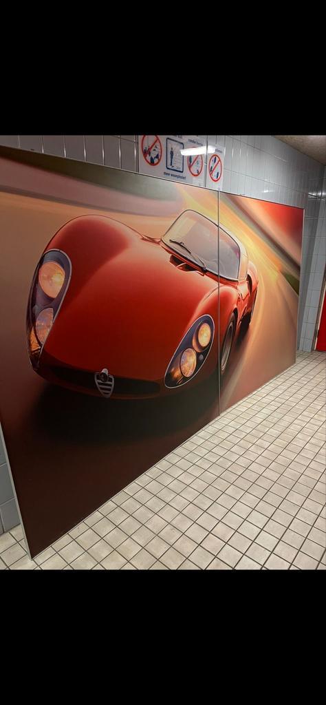 Alfa Romeo Wandstuk 2x4m, Huis en Inrichting, Woonaccessoires | Schilderijen, Tekeningen en Foto's, Zo goed als nieuw, Schilderij