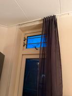 3 stuks zichtbare gordijnen bruin, Bruin, 200 cm of meer, Ophalen of Verzenden, Zo goed als nieuw