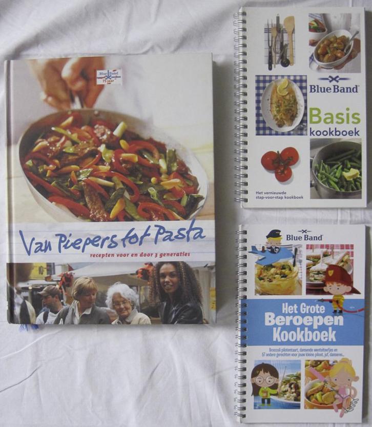 Pakket 2x kookboek + 1x kinderkookboek - Blue Band, Boeken, Kookboeken, Zo goed als nieuw, Voorgerechten en Soepen, Hoofdgerechten