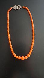 Bloedkoralen ketting rond 1915, Ophalen of Verzenden, Zilver, Ketting