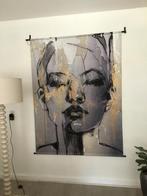Wandkleed / Schilderij - Grijs & Goud, Huis en Inrichting, Ophalen, 125 cm of meer, Zo goed als nieuw, Schilderij