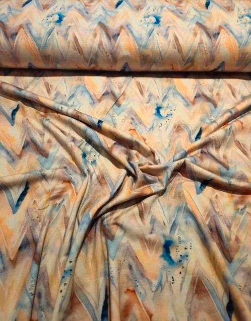 Tricot katoen beige zigzag, Hobby en Vrije tijd, Stoffen en Lappen, Nieuw, Katoen, 120 cm of meer, 30 tot 200 cm, Beige, Ophalen of Verzenden