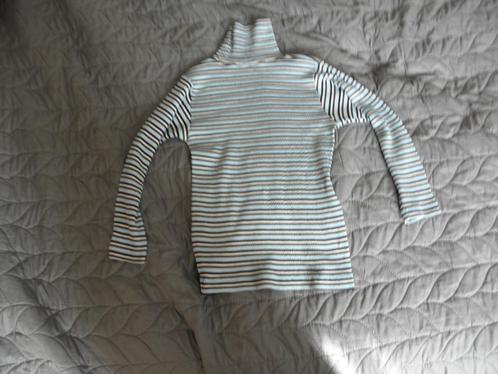 Soepel blauw bruin wit zwart gestreept col truitje 116 prima, Kinderen en Baby's, Kinderkleding | Maat 116, Zo goed als nieuw
