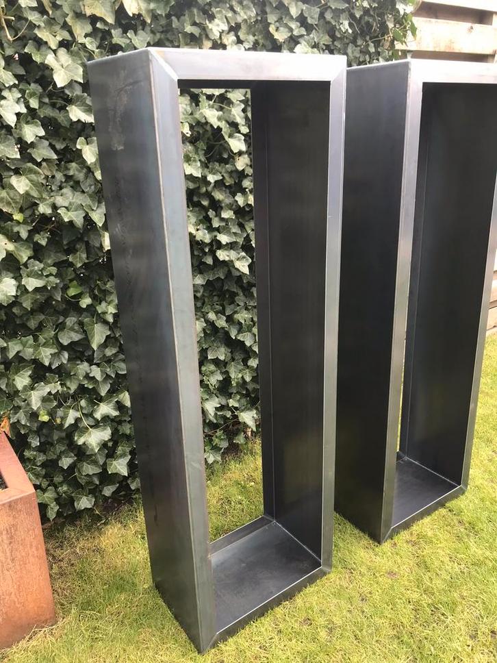 Haardhout opslag corten staal stalen houtstek industrieel, Tuin en Terras, Haardhout, Minder dan 3 m³, Ophalen