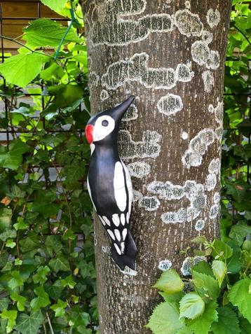 grote bonte specht keramiek raku vogel beschikbaar voor biedingen