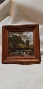 vintage tegel schilderijtje 14x 14 cm, Antiek en Kunst, Kunst | Schilderijen | Klassiek, Verzenden