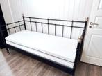 Victoriaans-Industrieel-1 persoons-bed-bedbank, Ophalen, 90 cm, Eenpersoons, Zwart