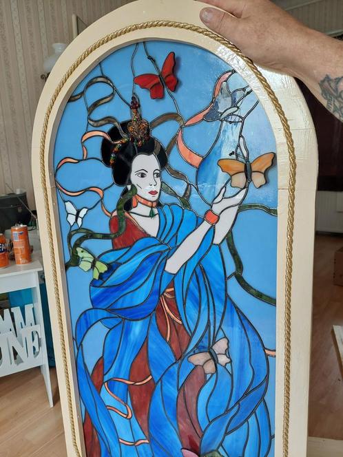 Glas in lood // tiffany raam voor de snelle beslisser!, Doe-het-zelf en Verbouw, Glas en Ramen, Gevelraam of Ruit, Minder dan 80 cm