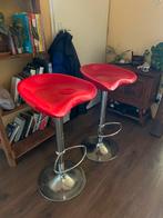 Rode Retro Barkrukken - Verstelbaar, Huis en Inrichting, Barkrukken, Ophalen, Gebruikt, In hoogte verstelbaar, 60 tot 90 cm