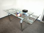 Moderne Japandi eettafel Glas/Chrome uitsch.baar 200/140 cm, Ophalen, Japandi, 50 tot 100 cm, Zo goed als nieuw