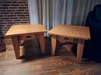2 Grenen Bijzettafels met Lade, Gebruikt, Vierkant, 55 tot 75 cm, Hout