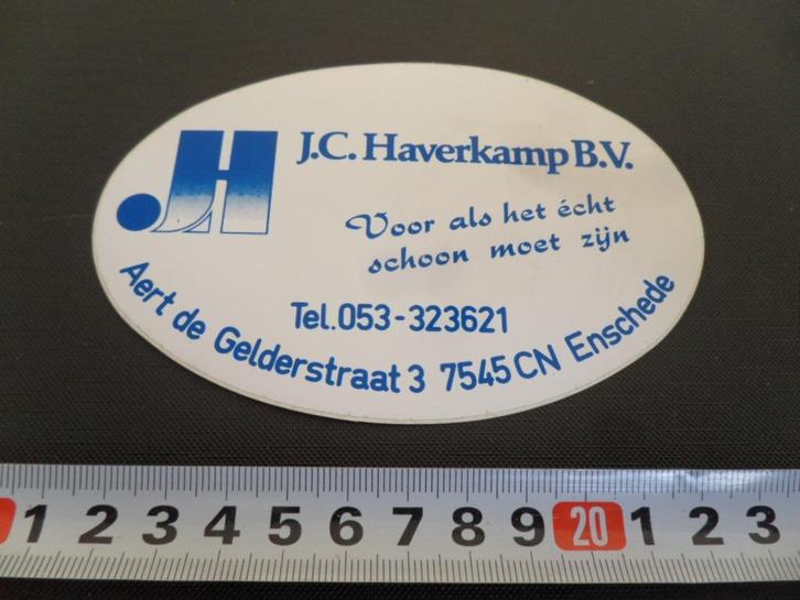 sticker Enschede J.C. Haverkamp BV Aert de Gelderstraat 3, Verzamelen, Stickers, Zo goed als nieuw, Ophalen
