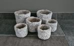 Robuuste Bloempotten Set - Stoer Design, Tuin en Terras, Gebruikt, Rond, Beton, Tuin