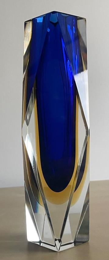  Vintage Murano Italy - Mandruzatto sommerso facet blokvaas beschikbaar voor biedingen
