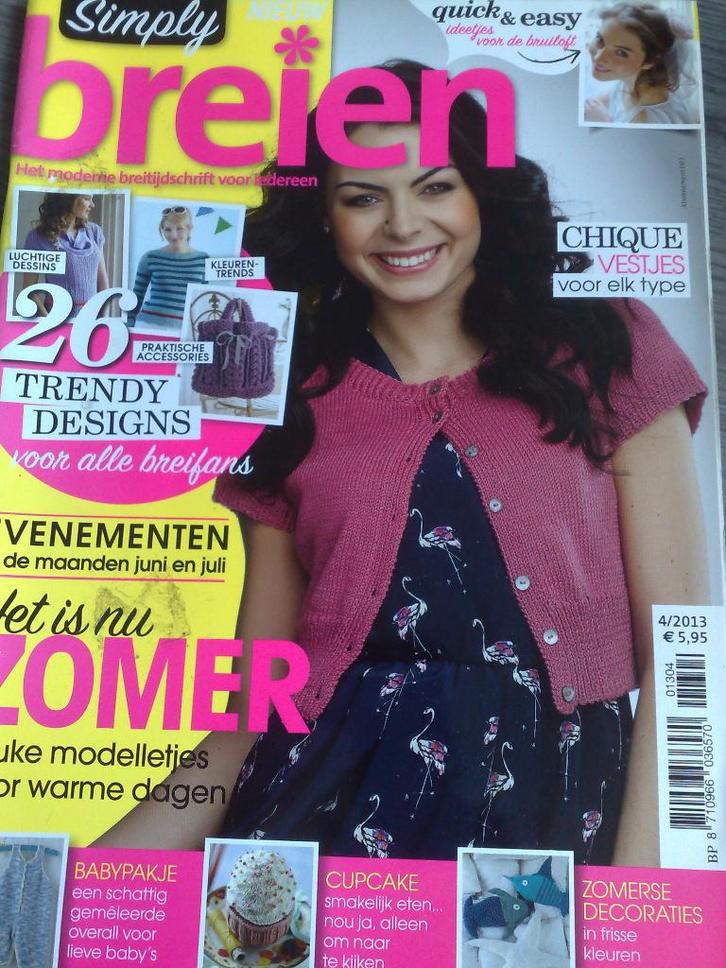 Simply Breien nr. 4 juni / juli  2013, Hobby en Vrije tijd, Breien en Haken, Zo goed als nieuw, Breien, Patroon of Boek, Verzenden