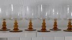Luminarc Retro Vintage Franse glazen op amberkleurige voet, Ophalen of Verzenden, Zo goed als nieuw, Borrel- of Shotglas