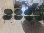 Velvet eettafel stoelen - donkergroen - set van 4, Ophalen, Gebruikt, Overige kleuren, Metaal