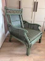 Rotan fauteuil groen, Huis en Inrichting, Fauteuils, Ophalen, Zo goed als nieuw, 50 tot 75 cm, Riet of Rotan