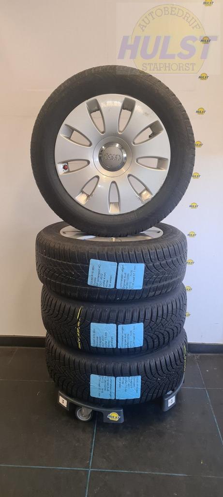 Set gebruikte orginele 16 inch Audi velgen met winterbanden, Auto-onderdelen, Banden en Velgen, Banden en Velgen, Winterbanden