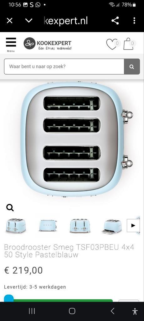 Smeg TSF03RDEU, Witgoed en Apparatuur, Broodroosters, Nieuw, Ophalen of Verzenden