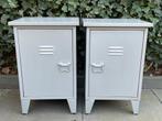 2 X Metalen Set Nachtkastje Locker-Kastje Grijs Legplank, Ophalen, Zo goed als nieuw, Industrieel